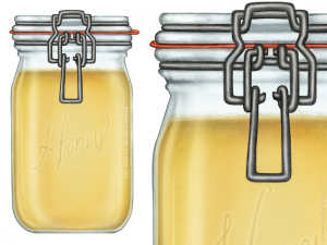 A Little Bit Crunchy - "Raw Honey" illustration by Charm Design Studio, LLC.