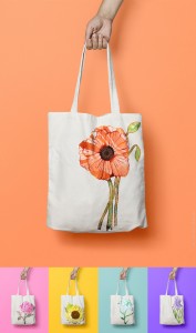 Garden Sunshine tote bags by Charm Design Studio