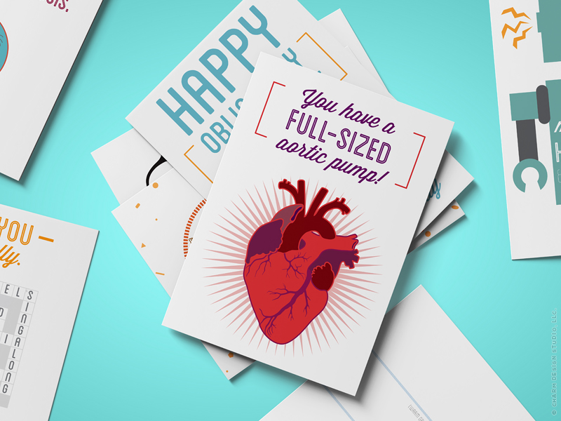Geekery Greetings cards by Charm Design Studio