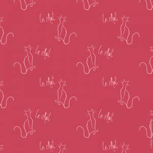 Le Chat French Cat, a repeated surface design pattern by Charm Design Studio