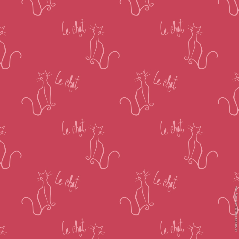 Le Chat French Cat, a repeated surface design pattern by Charm Design Studio