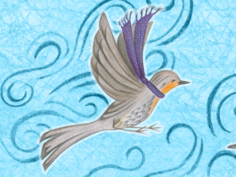 Feathers in Frost design "winter robin" illustration by Charm Design Studio