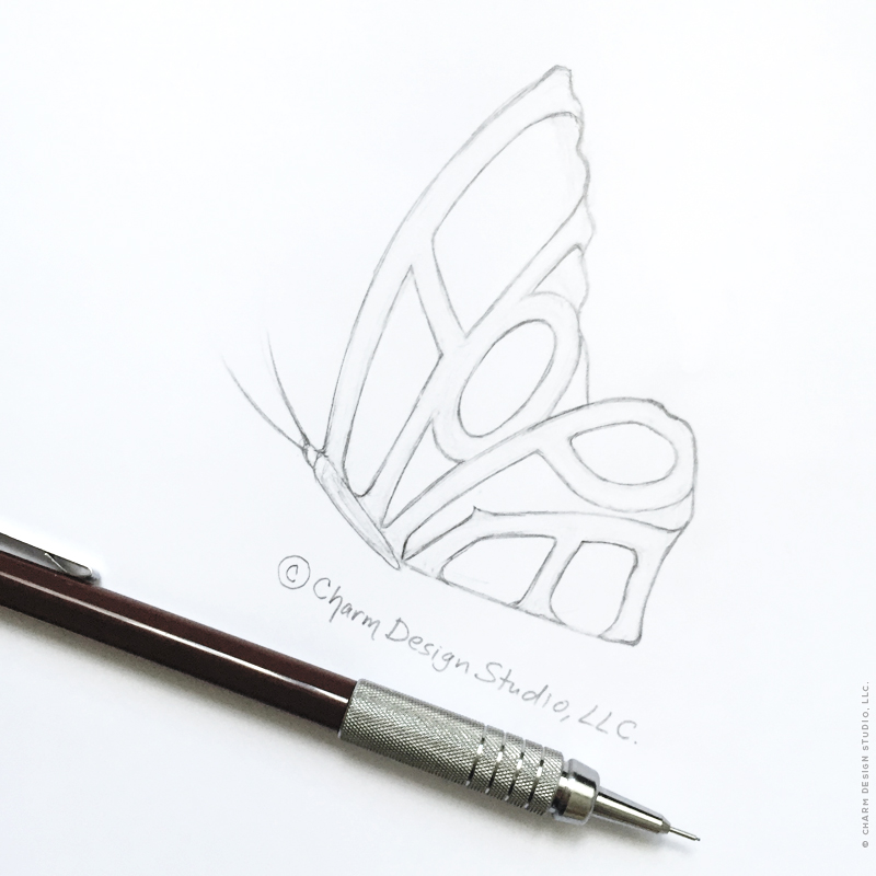 Hope Needs Wings greeting sketch by Charm Design Studio, LLC.
